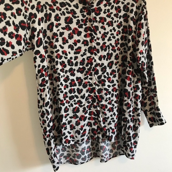 Zara | Gray and Red Leopard Oversized Button-down - Picture 4 of 6